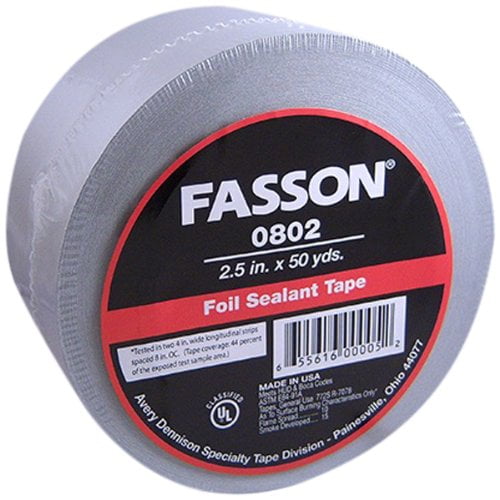 Avery Dennison Fasson 0802 Aluminum Foil HVAC Duct Tape, UL 723, Silver