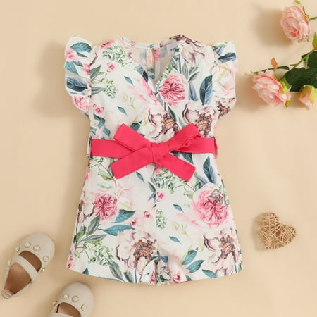 

NIUREDLTD Toddler Girls Fly Sleeve Floral Prints Romper Jumpsuit Clothes