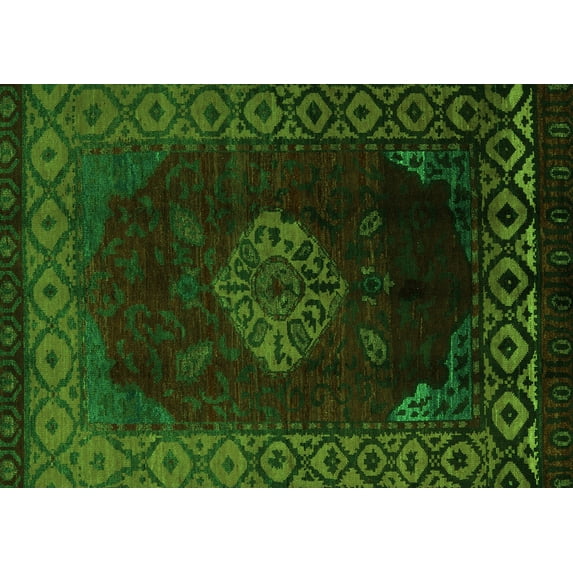 Ahgly Company Indoor Rectangle Abstract Green Modern Area Rugs, 7' x 10'