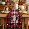 thumbnail image 4 of Merry Christmas Cotton Linen Table Runner Snowflakes,Buffalo Plaid Red Black Dining Table Runners for Home Decor Party Dining Room Restaurant Kitchen Party 13" x 48", 4 of 9