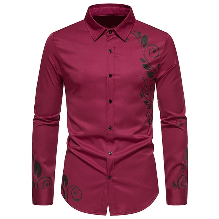 red and gold mens dress shirt Mens Red Gold Foil Bird of Paradise High Fashion Shirt SANGI SORRENTO COLL. 3022 Large main image 1