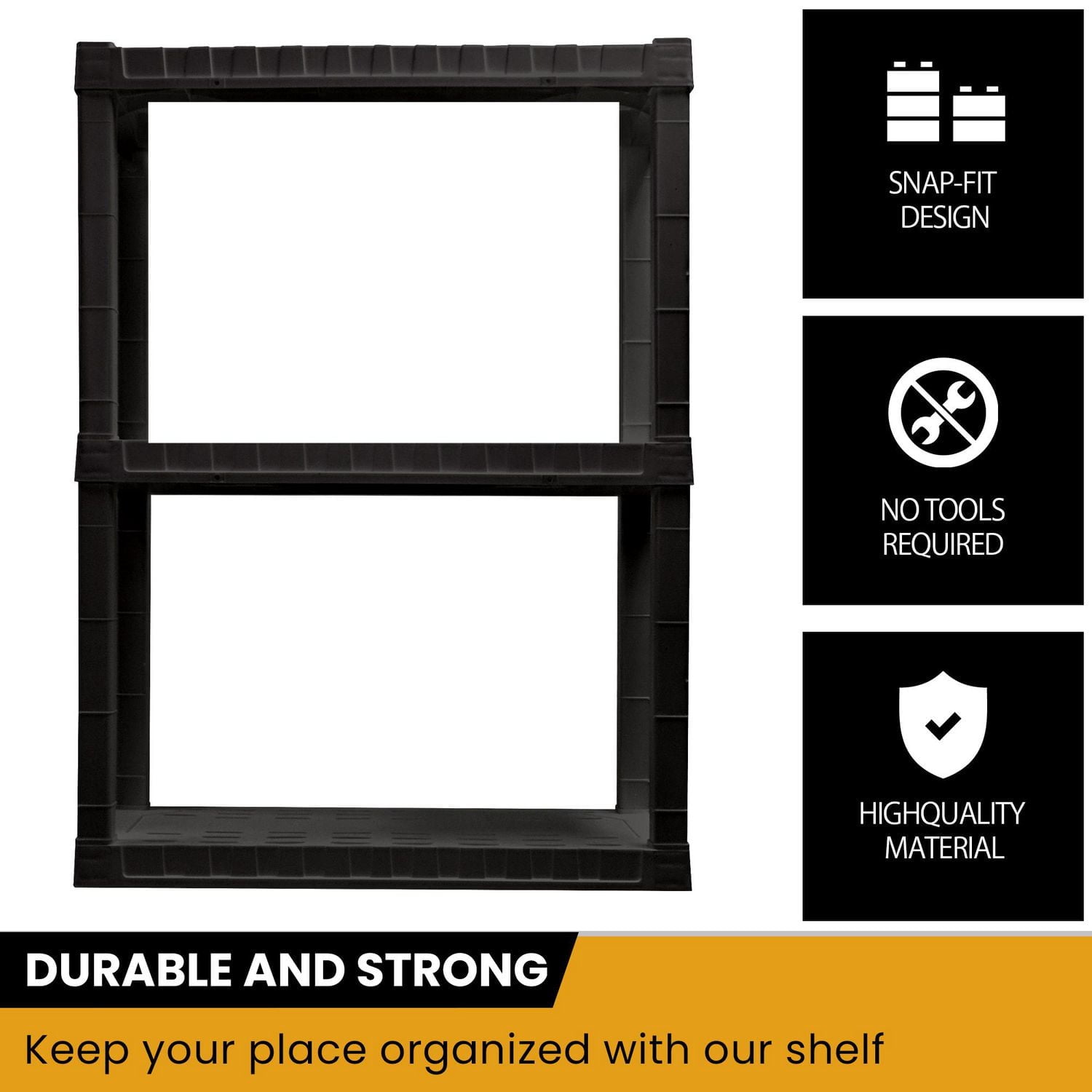 Hyper Tough Plastic Shelves Garage Storage Shelf 3-Tier 39"H x 14"D x 30"W 2-Pack Black-300 LBS Total Capacity
