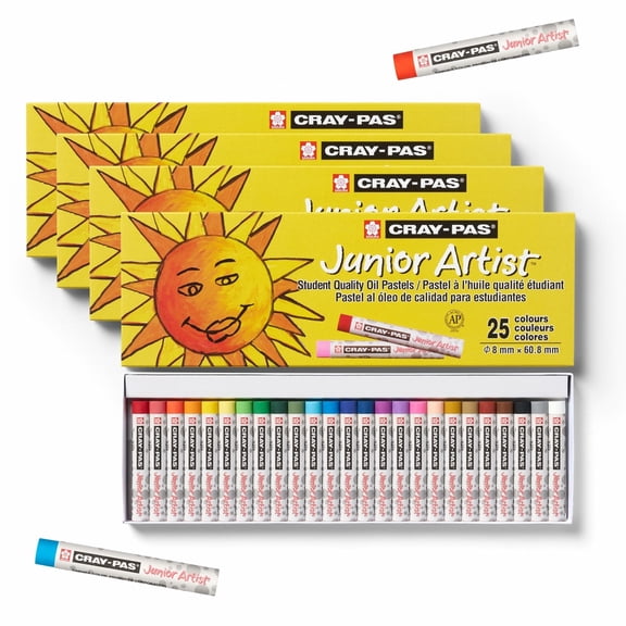 SAKURA Cray-Pas Junior Artist Soft Oil Pastels for Artists - 25 Color Set - 4PK