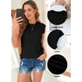thumbnail image 3 of Eytino Tee Shirts for Women Summer Crewneck Cap Sleeve Textured Knit Solid Womens Tops, 3 of 9