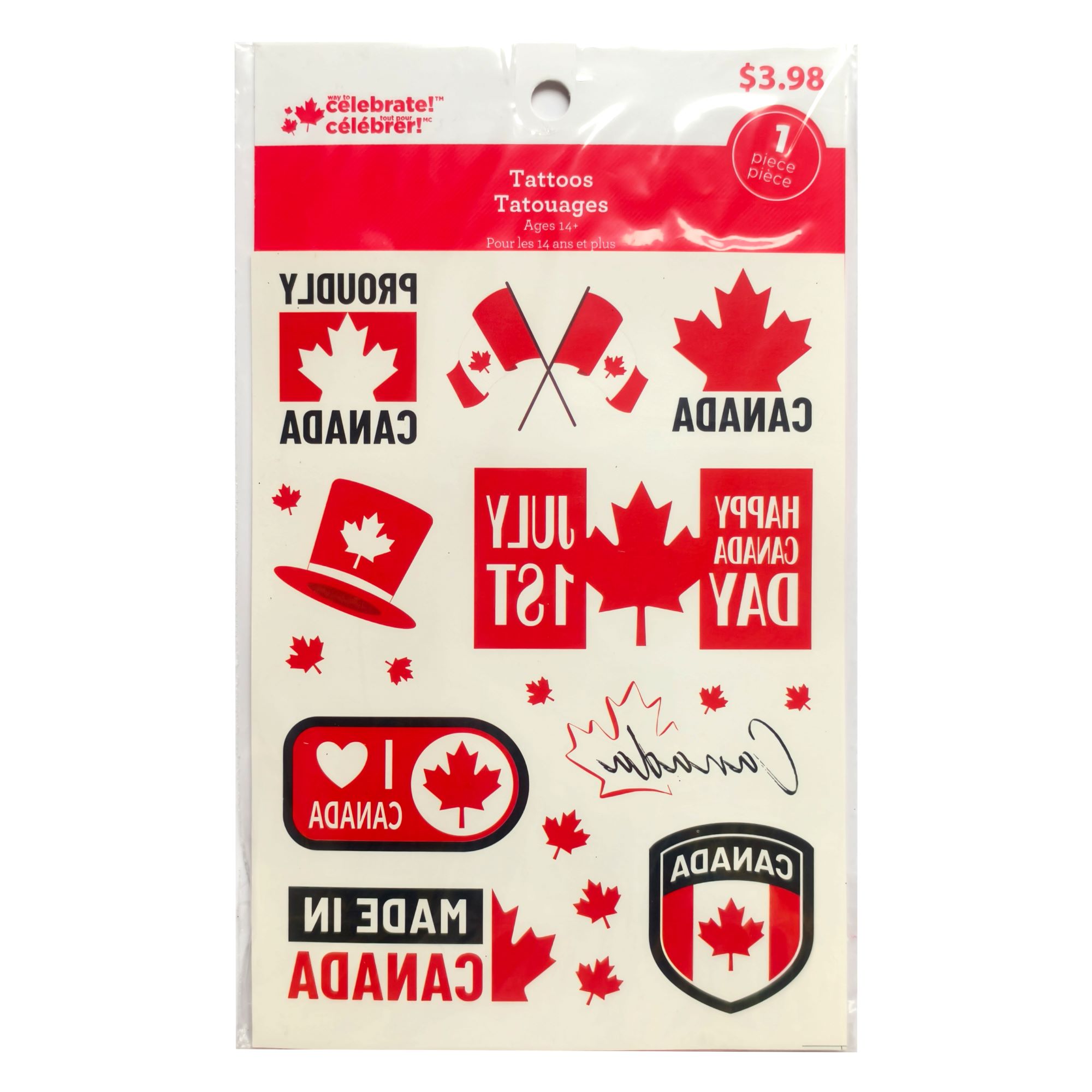 Way to Celebrate Tattoo Stickers for Canada Day