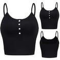 thumbnail image 2 of Lindreshi Tank Tops for Women Crop Top Womens Sleeveless Button Up Casual Workout Crop Vest Cami Tank, 2 of 6