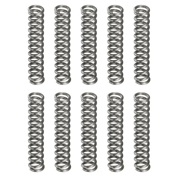 Uxcell 10 Pack Compression Spring, 3mm OD, 0.5mm Wire Size, 15mm Free Length, Spring Steel Construction Extended Mechanical Compression Springs for Shop and Home Repairs, Silver Tone