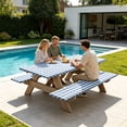 thumbnail image 5 of BUDAO00 Picnic Table Cover with Bench Covers, Washable Tablecloth for 6 Foot Rectangle Tables – 72"x30" Waterproof Elastic Fitted Checkered Camping Tablecloth for Outdoor Use (Blue), 5 of 6