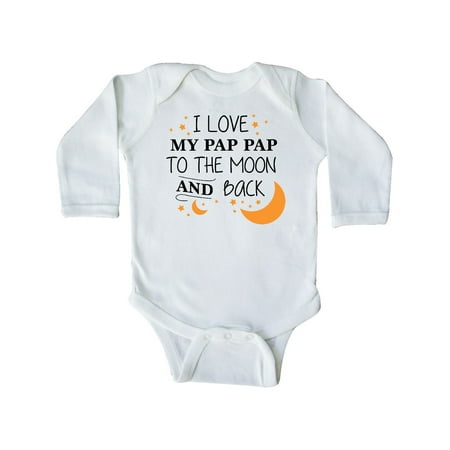 

Inktastic I Love My Pap Pap To The Moon and Back Gift Baby Boy or Baby Girl Long Sleeve Bodysuit