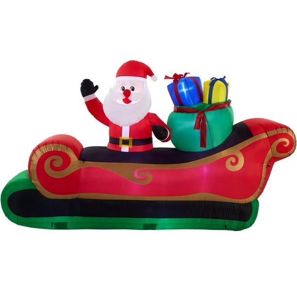 Holiday Time 10 ft. Inflatable Santa in Sleigh, Indoor or Outdoor Use