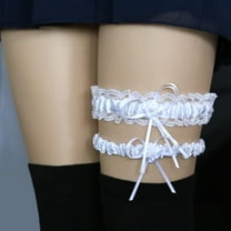 XmhyTop-A Bridal Leg Ring Garter Belt Set White Adjustable 33-60cm Leg Circumference Lace & Ribbon Garter Set 1PC