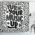 thumbnail image 1 of Ambesonne Rock and Roll Shower Curtain, Turn Your Music, 69"Wx84"L, Charcoal Grey and White, 1 of 3