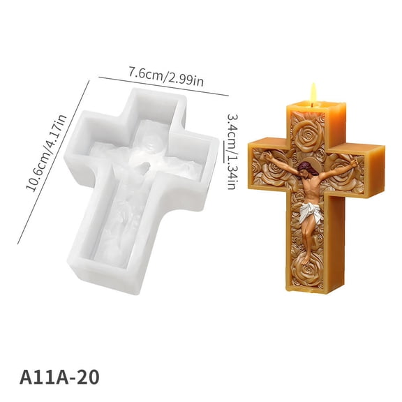 Cross Rose Flowers Silicone Mold DIY Handmade Aromatherapy Candle Resin Plaster Dropping Glue Ornament Mold Home Desktop Decoration