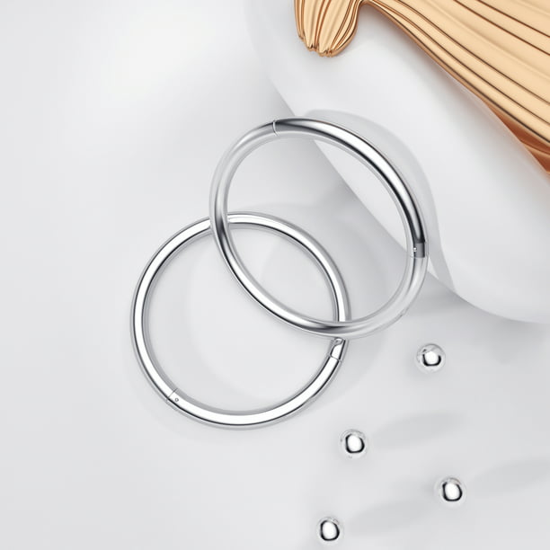 sal Reflexión apasionado Hoop Nose Ring Surgical Steel Septum Body Piercing Nose Jewelry  20G，Diameter 5mm Silver(2Pcs) - Walmart.com