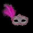 thumbnail image 1 of Máscara veneciana shaofei con plumas laterales y purpurina, color rosa y rojo, 1 of 2