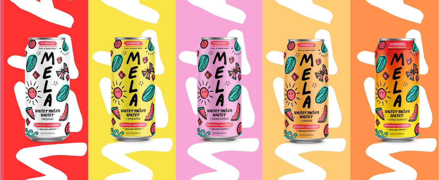 Mela Water Watermelon Juice Drink, with Electrolytes, Antioxidants & Vitamin C, Pineapple Flavor, 16.9 fl oz Bottles, 12 Pack, Liquid Beverage