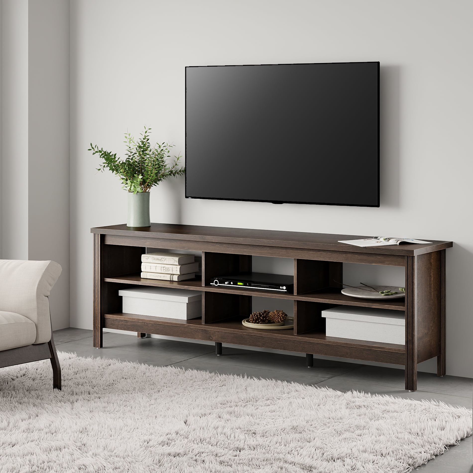 Details about   Low Console 75" TV Stand Media Center Credenza Drawer Shelves Wood Espresso 