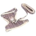 thumbnail image 2 of Pet Vest, Breathable Soft Fashionable Lightweight Mesh Fabric Quick Release Cat Harness Adjustable  For Walking Coffee Color Check Pattern 1.5cm/0.6in Width LeashSuitable For, 2 of 8