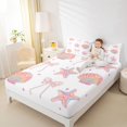 thumbnail image 2 of Manfei Dreamy Princess Bowknot Fitted Sheet Queen,Colorful Ocean Shell Starfish Bedding,3-Piece,1 Fitted Sheet and 2 Pillowcases, 2 of 6