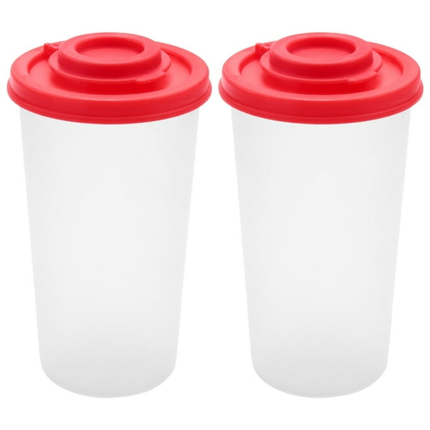 2 Salt and Pepper Shakers Moisture Proof ,Salt Shaker with Red Covers