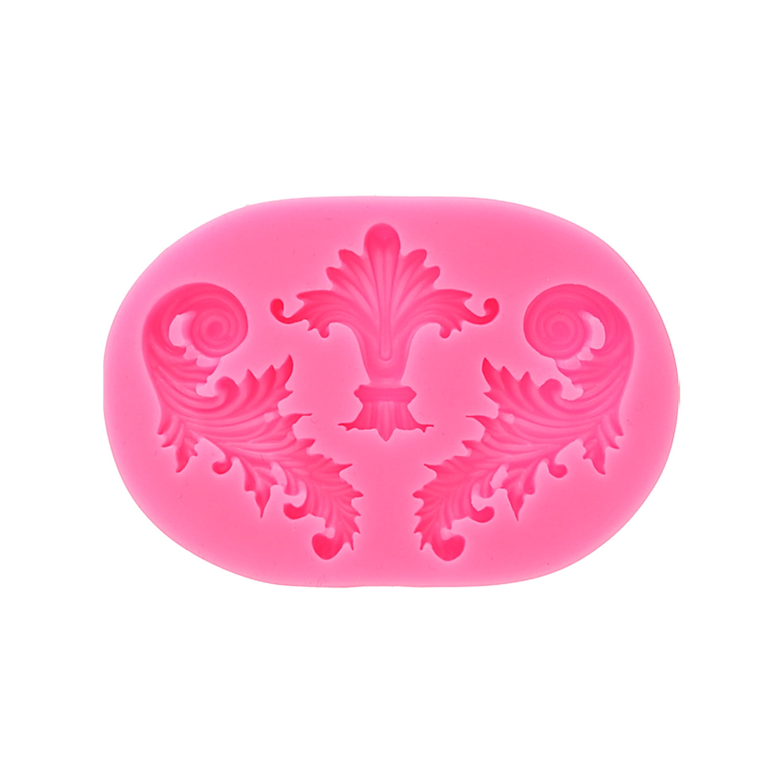 Uxcell 5 Pcs Polymer Clay Mold, Clay Mold Fondant Mold 3D Baroque Lod-Mold Silicone for Crafts Air Dry DIY Cake Pink