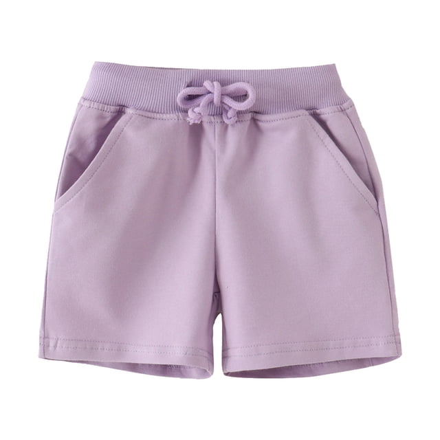 Toddler Shorts Boys Purple Elastic Waist Drawstring Pull On Summer Shorts Boys Baseball Pants 1-2 Years
