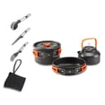 thumbnail image 3 of 7 unids / set Camping Kit de utensilios de cocina al aire libre cocinar agua hervidor de agua sin paletas anti-escalado portátil mochilero vajilla naranja Inevent OD003501-01B, 3 of 6