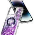thumbnail image 4 of NageBee Designed for iPhone 14 Pro Max Magnetic Case for MagSafe, Tempered Glass Screen Protector/Wrist Strap Lanyard, Glitter Floating Liquid Cute Case (Purple), 4 of 6