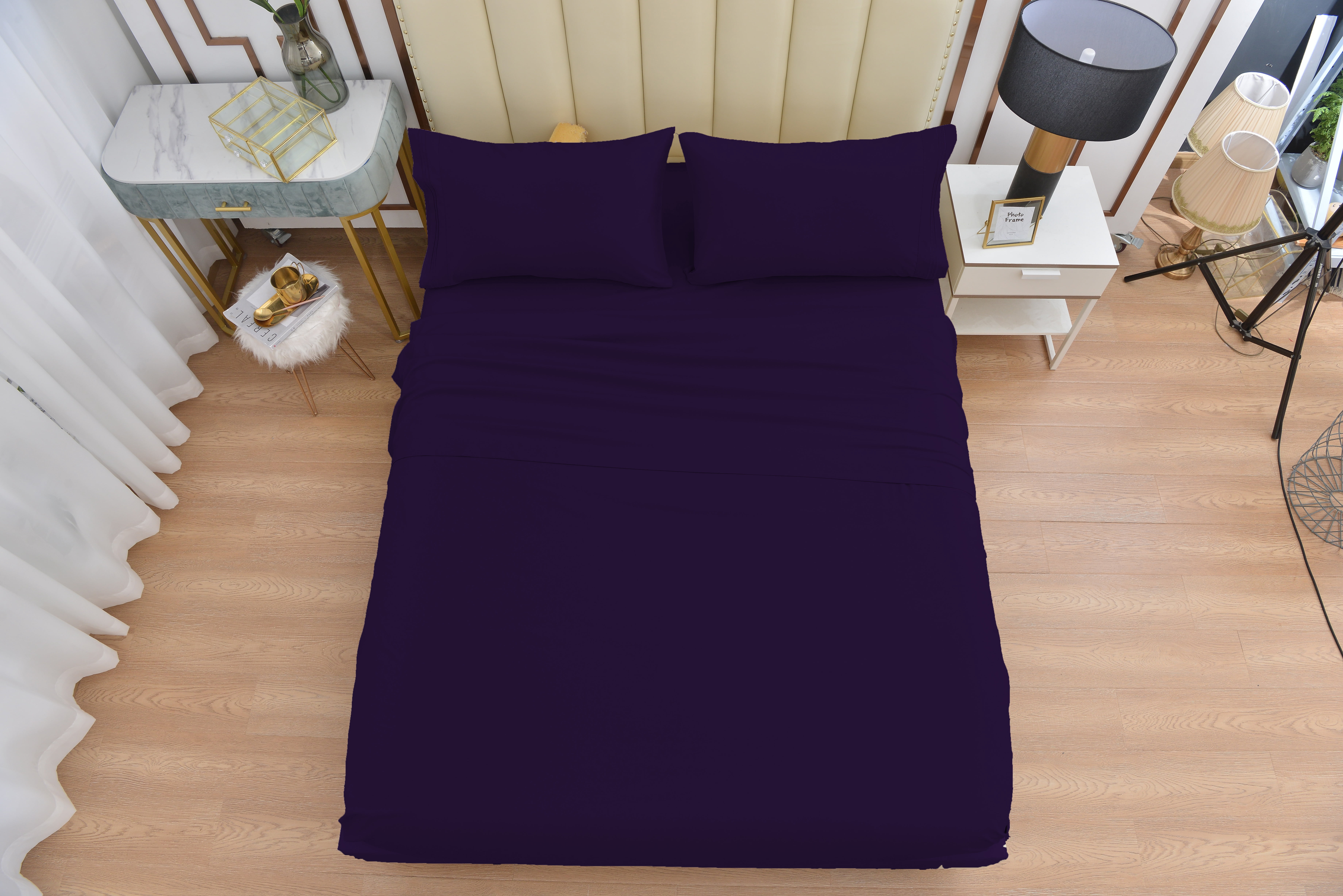 6 Piece Rayon Made From Bamboo Sheet Set by OKAO, Calking Purple Sheets-Silky Soft- Wrinkle Free - Deep Pockets-Softer and Stronger Than Cotton - 1 Fitted Sheet, 1 Flat, 4 Pillowcases Cal King, Purple
