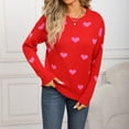 thumbnail image 5 of HOMBOM Sweaters for Women Crew Neck Fall Hot Pink Soft Pullover Heart Knit Womens Tops Long Sleeve, 5 of 9