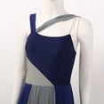 thumbnail image 5 of Linjinx Women Sleeveless Mesh Color Block Leotard Dress Lyrical Modern Dancewear Navy Blue M, 5 of 7