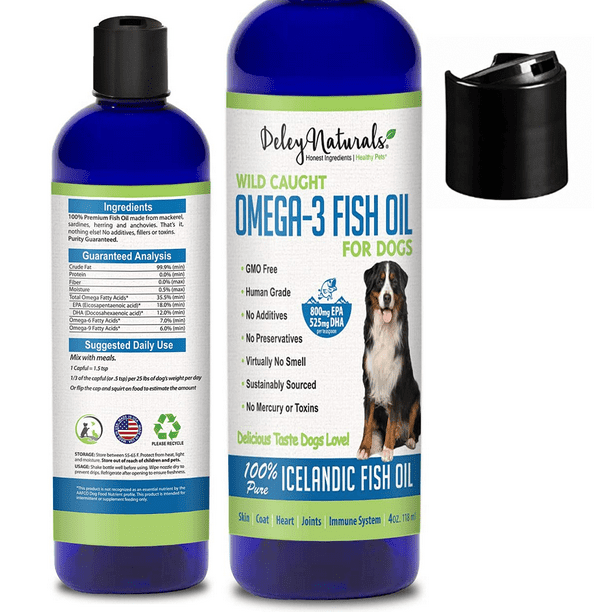 Deley Naturals Wild Caught Fish Oil Liquid Food Supplement for Dogs