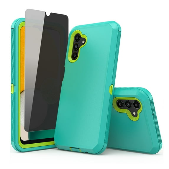 TASHHAR Samsung Galaxy A04S Case/A13 5G Case with Privacy Screen Protector Military Grade Heavy Duty Protection 3 in 1 Shockproof Armor Rugged Durable for Galaxy A04S/A13 5G Phone - Green+Yellow