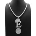 thumbnail image 3 of iJewelry2 Kings and Queens Crowned Initial Letter E Pendant Silver-tone CZ Tennis Chain Necklace 18'', 3 of 3