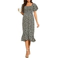 thumbnail image 1 of xiaxaixu Robe de Femme Enceinte Imprimé Floral Col Carré Robe en Mousseline de Soie à Manches Courtes Robe Midi Été Robe de Maternité Décontractée, 1 of 7