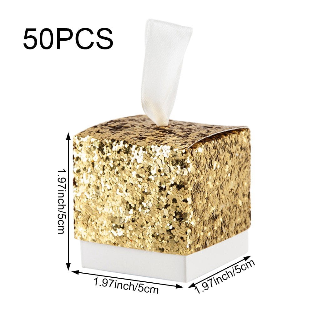 Vjnyvs Sparkle Sequin Paper Candy Box 50Pcs/Set Sweet Wedding Favour Boxes Glitter Party Gift Box Creative Wedding Candy Box Supplies