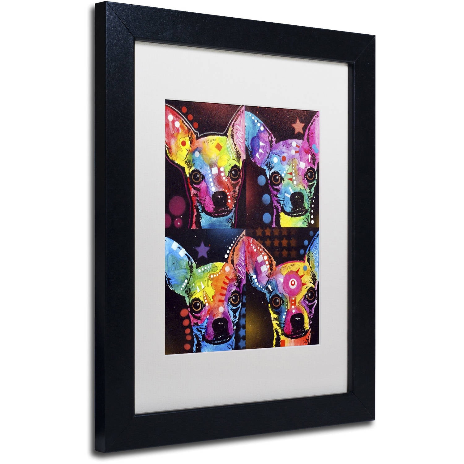 Trademark Fine Art "Chihuahua 4x" Canvas Art by Dean Russo, White Matte, Black Frame