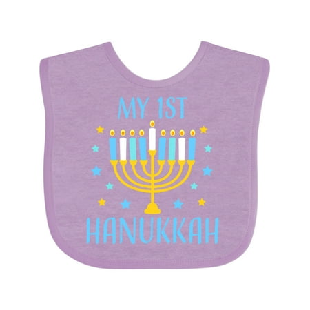 

Inktastic My 1st Hanukkah with Menorah and Stars Boys or Girls Baby Bib