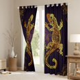 thumbnail image 3 of Homewish Tribal Gold Gecko Blackout Curtains Set of 2 (52x84 Each), Vintage Purple Damask Flower Window Curtains, Western Bohemian Animal Curtains and Drapes, Blackout Curtains Home Decor, 3 of 6