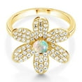 thumbnail image 3 of Gem Stone King 1.23 Ct Round Cabochon White Simulated Opal Keren Hanan ART 18K Yellow Gold Plated Silver Ring, 3 of 5