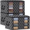 thumbnail image 1 of (set Of 3,black)foldable Clothes Storage Bag,thick Non-woven Quilt Storage Bag Storage Box With Reinforced Handle,underbed Storage For Quilts Blankets, 1 of 5