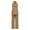 thumbnail image 5 of Linen Sets for Women 2 Piece Sleeveless V Neck Halter Top Matching Wide Leg Pants Summer Lounge Set Vacation Outfits Pocket 2026 Beach Vacation Outfits(Coffee,M), 5 of 5
