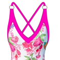 thumbnail image 2 of Women's One-piece Bikini, Shoulder Straps Small Circle Decoration Retro Back Cross Backless Tight Swimsuit, Pink (L), 2 of 5