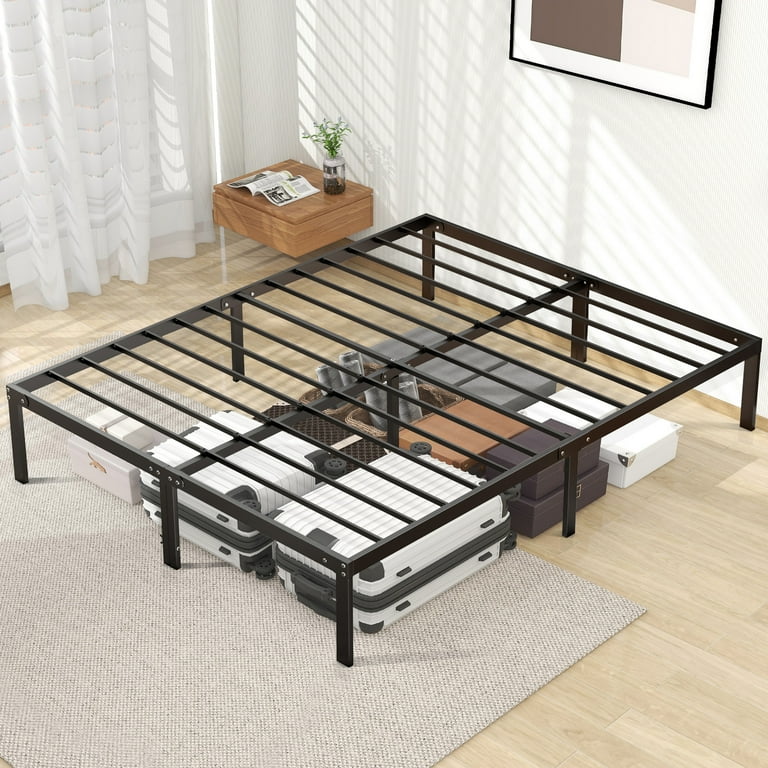Full Size Metal Platform Bed Frame Heavy Duty Mattress Foundation with Steel Slats Support No Box Spring Needed Black