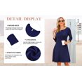 thumbnail image 4 of Asklazy Women's Round Casual Dress Neck 3/4 Sleeves A-line Tshirt Dress with Pocket,US Size,M,Navy blue, 4 of 9