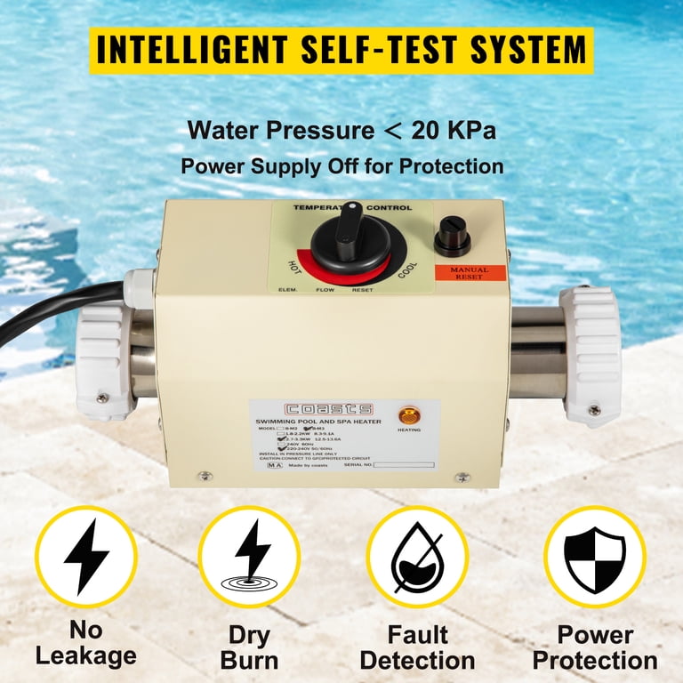 VEVOR Water Heater fit for Thermostat 3KW 220V Electric Water Heater fit  for Thermostat for Swimming Pool and SPA Swimming Pool fit for Thermostat  Automated 48mm Interface - Walmart.com