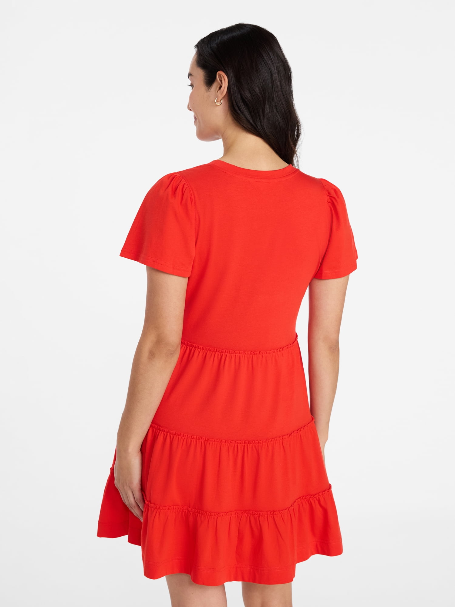 Time and Tru Women's and Women’s Plus Cotton Swing Dress with Short Sleeves, Sizes XS-4X