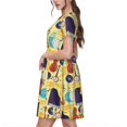 thumbnail image 2 of Honeii Robe à Manches Courtes pour Femmes Imprimé Instruments de Musique, Robe Décontractée Confortable, Mélange de Polyester Spandex Doux, Tenue Quotidienne Élégante pour l'Été, Parfaite pour les Voyages et les Vacances, 2 of 6