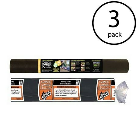 DeWitt 20 Year 250 x 4' 4 Oz Landscape Fabric Home & Pro Weed Barrier (3 Pack)