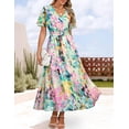 thumbnail image 3 of Vestido largo ZESICA 2025, casual de verano, estampado floral, verde, 3 of 7